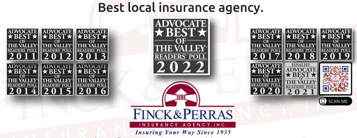 Finck & Perras VOTED “Best LOCAL Insurance Agency” in  the 2022 Valley Advocate’s Readers’ Poll photo